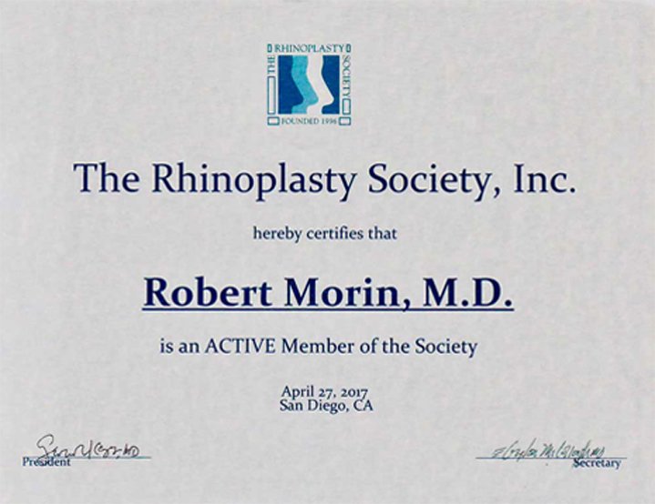 The Rhinoplasty Society,Inc - Robert Morin, M.D.